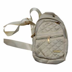 Fashion Creation Slingback Crossbody Bag Mini Backpack Cream Zip Adjustable